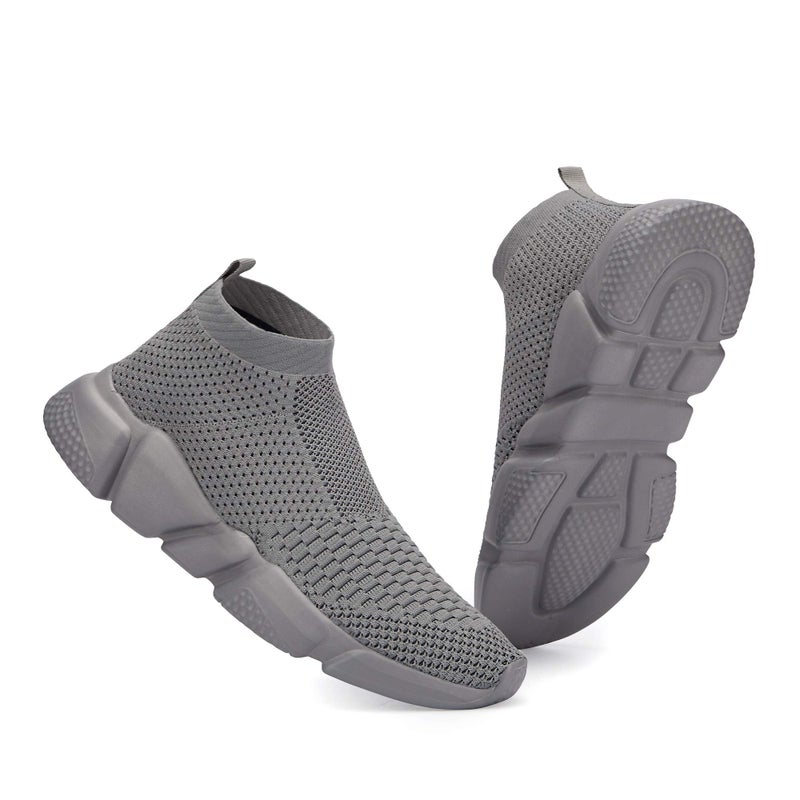 Casbeam Men's Running Knit Comfortable Lightweight Breathable Casual Sports Shoes Fashion Sneakers Slip-On Walking Shoes All Gray Size 10 - Image 4